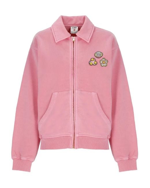 Casablanca Pink Zip-Up Bomber Jacket