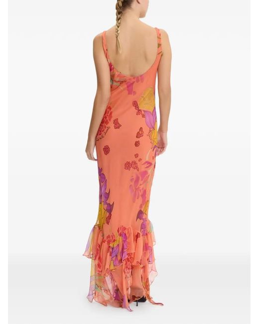 Donde Esteban White Guava Flores Maxi Dress