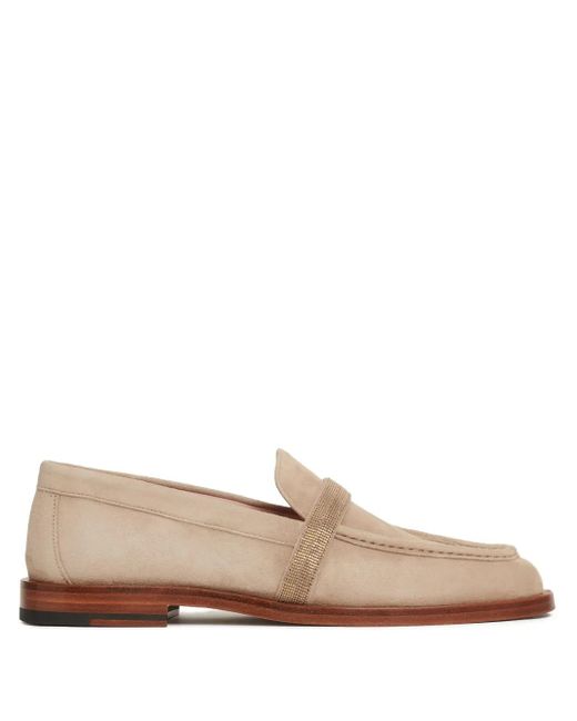 Fabiana Filippi Natural Suede Embellished Loafers