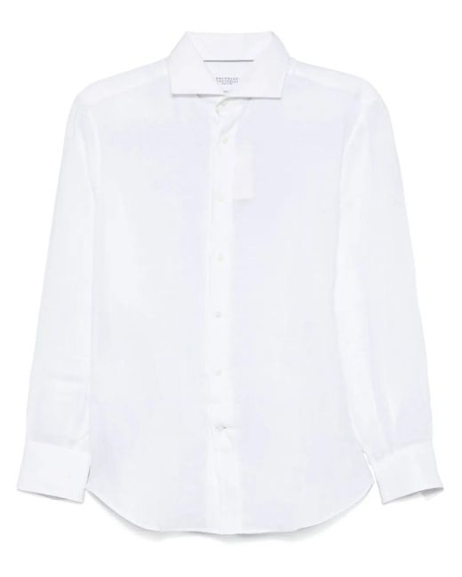 メンズ Brunello Cucinelli リネンシャツ White