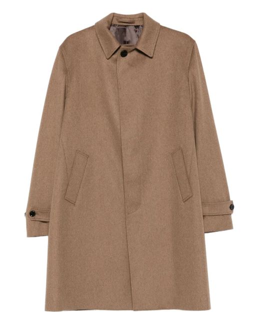 Lardini Brown Single-Breasted Wool Coat for men