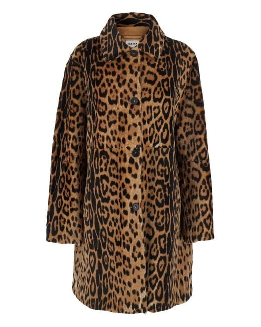 P.A.R.O.S.H. Brown Leopard-Print Shearling Coat