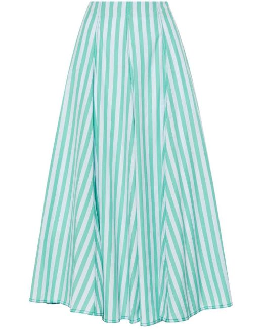 Sunnei Blue Poplin Striped Midi Skirt