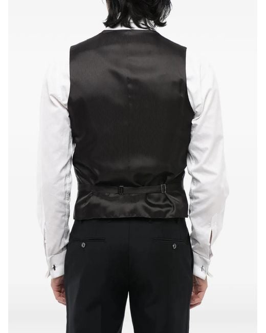 Corneliani Gray Double-Breasted Patterned Waistcoat for men