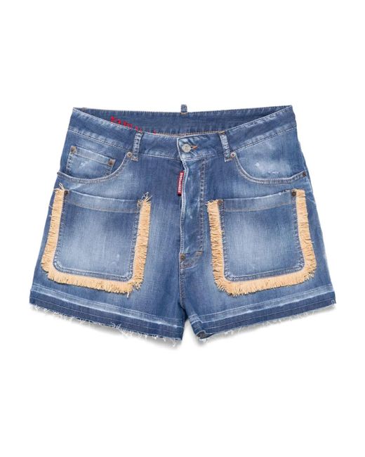 DSquared² Blue Raphia Shorts