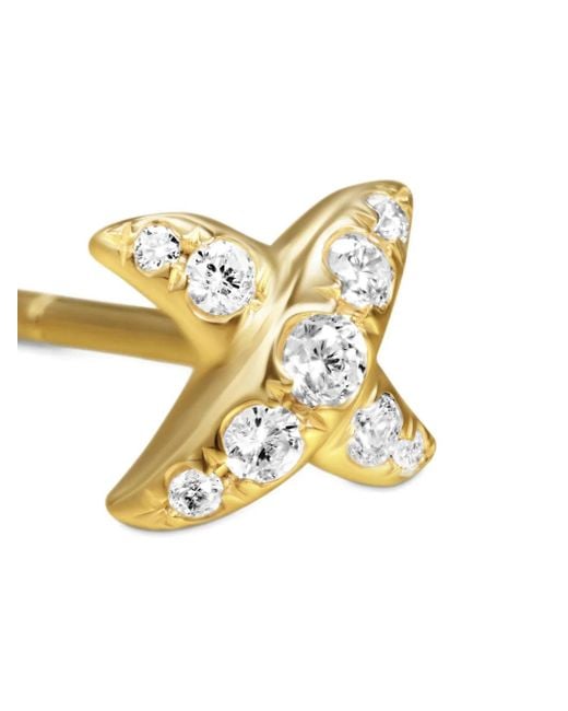 Pendientes Crossover X de 6 mm en oro amarillo de 18 ct con diamantes David Yurman de color Metallic
