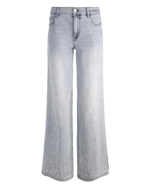 Alice Olivia Women's Gray Amazing Embellished Wide-Leg Jeans - Main Image