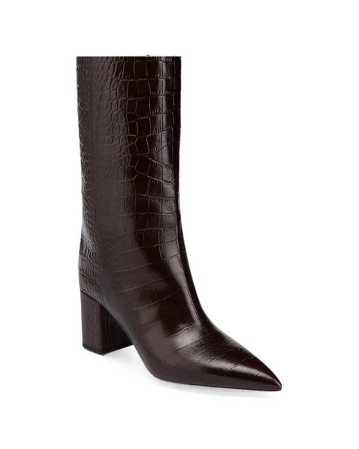 Paris Texas Brown Anja Crocodile-Embossed Leather Boots