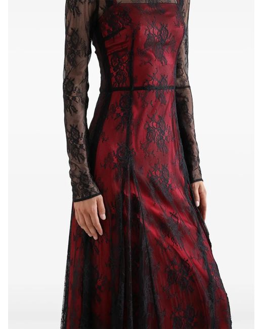 Dolce & Gabbana Red Midi Chantilly Lace Dress