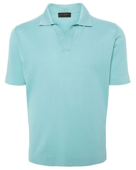 Dell'Oglio Blue Split-neck Cotton Polo Shirt for men