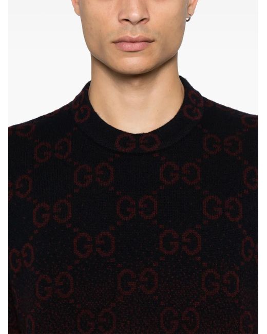 Gucci Black Gg Degradé-Jacquard Sweater for men
