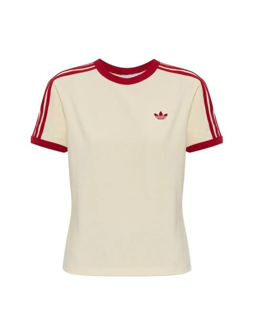 Adidas Pink 3 Stripes Slim Fit Striped-Details T-Shirt