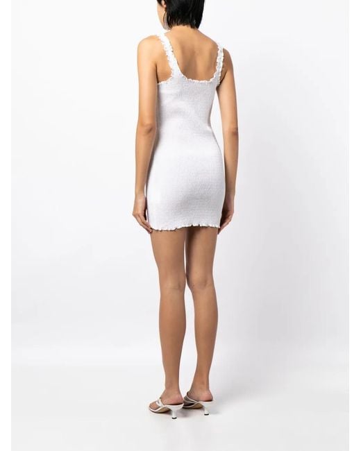 Alexander Wang White Smocked Cotton Mini Dress