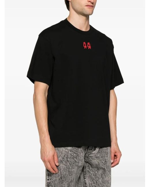 44 Label Group Black Lasered Cotton T-Shirt