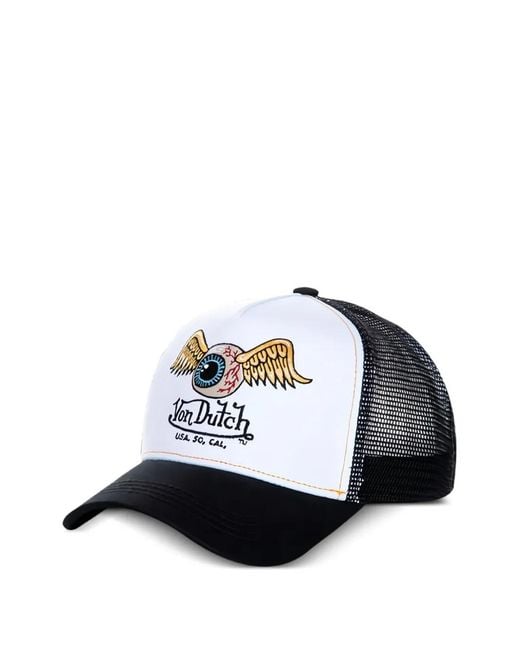 Von Dutch White Casquette À Empiècements En Résille for men