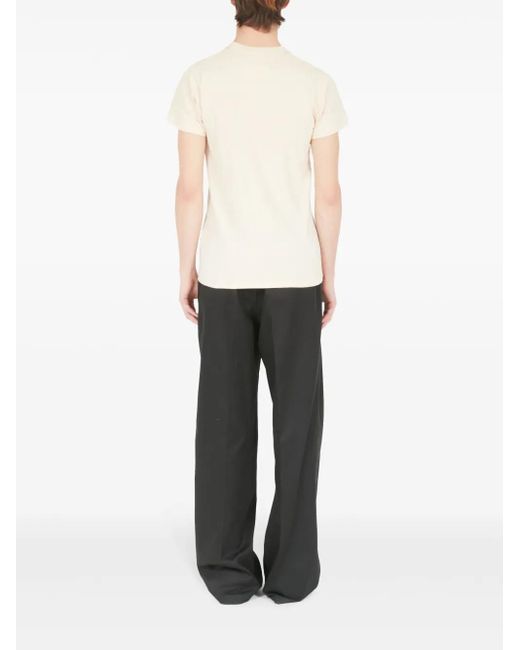 Maison Margiela Natural Logo-Embroidered Cotton T-Shirt for men
