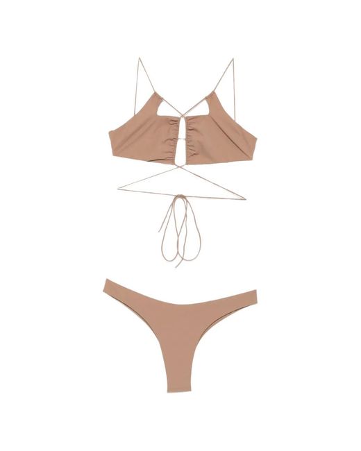 Amazuìn White Jadia Ruched-Detail Bikini
