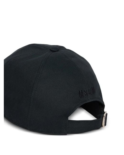 MSGM Black Casquette À Broderies for men