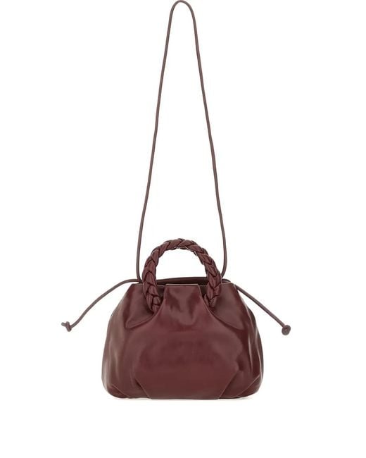 Hereu Brown Braided Handle Tote Bag