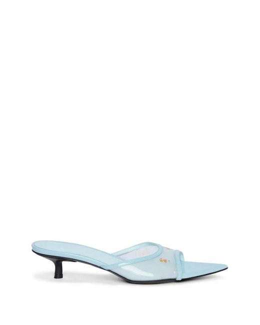 MSGM White Floral-Print Sandals