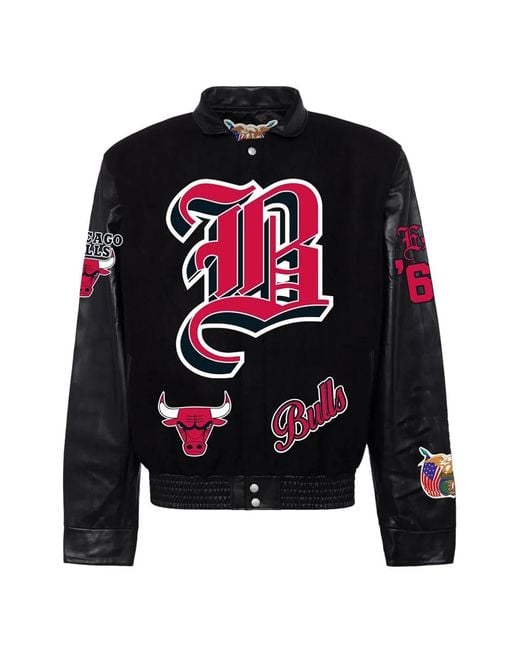 Jeff Hamilton Red Logo-Patch Reversible Bomber Jacket for men