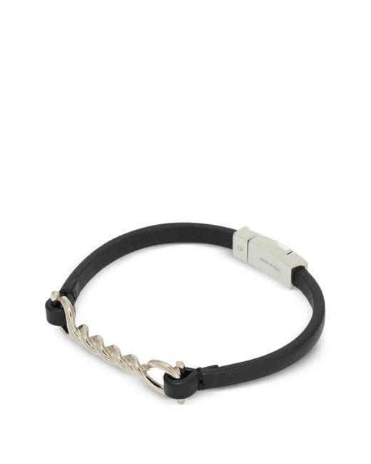 Ferragamo White Gancini Leather Bracelet (20 Cm) for men