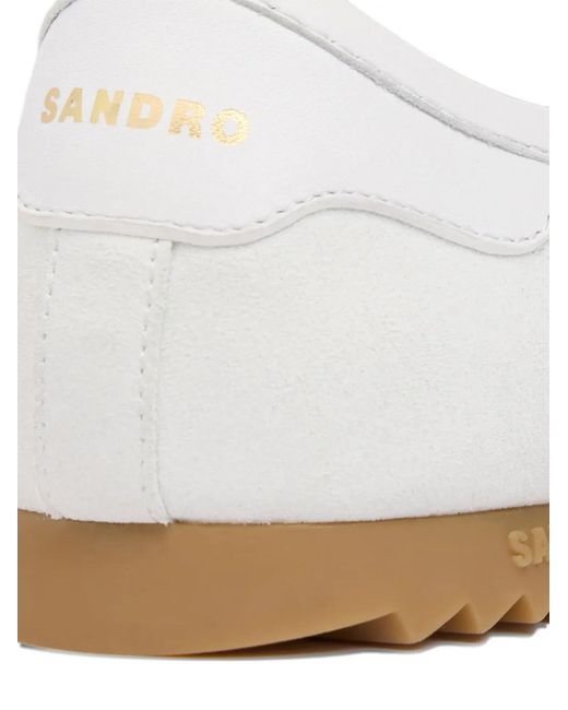 Sandro White Leather And Suede Low-Top Sneakers for men