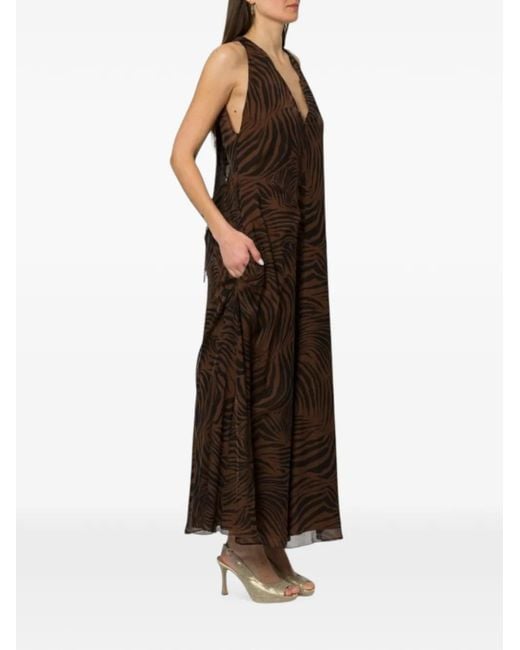 Max Mara Brown Zebra-Print Maxi Dress