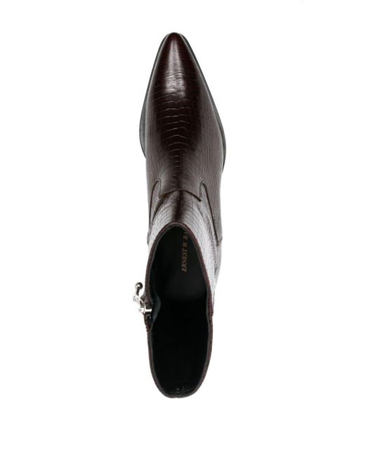 Ernest W. Baker Brown 60mm Crocodile-effect Leather Boots for men