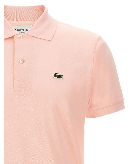 Lacoste Pink Logo-Detail Polo Shirt for men