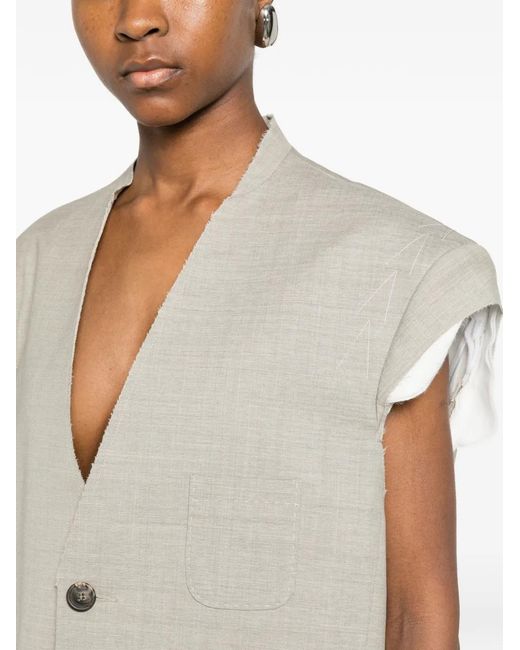 SONIA CARRASCO Gray Sleeveless Patch-Pocket Jacket