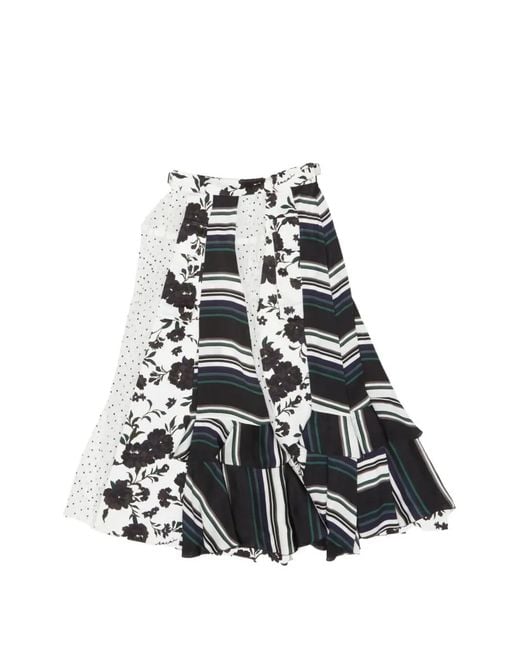Sacai Maxi-Rok Met Patchwork in het White