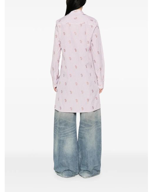 Etro Pink Paisley Striped Shirt
