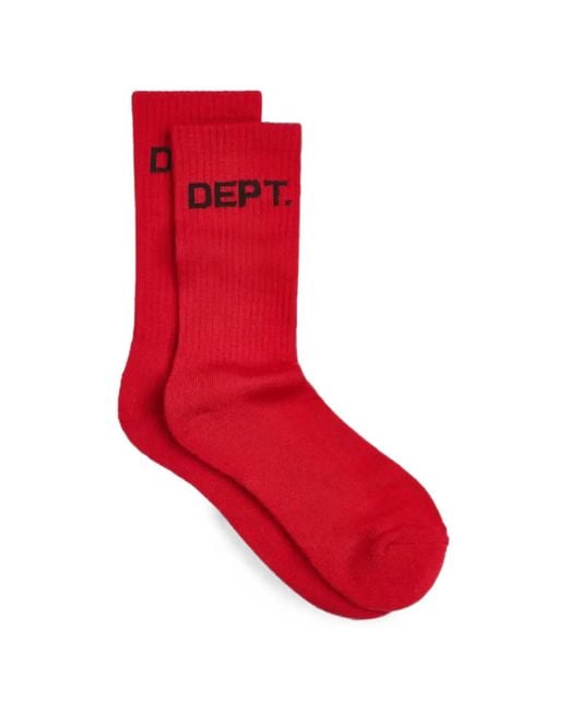 GALLERY DEPT. Red Logo-Print Ribbed Socks for men