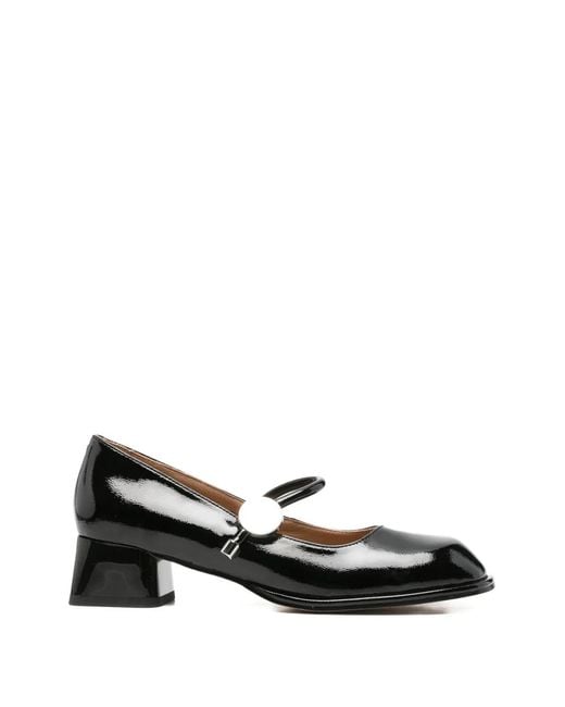 Linda Baumann Black Patent-Finish Pumps