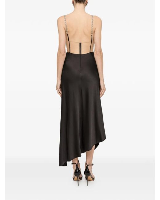 Nissa Black Crystal-Detail Midi Dress