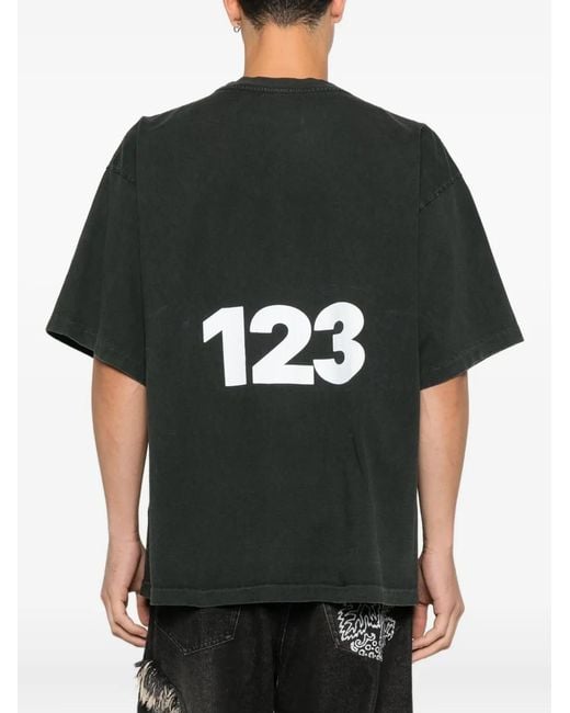 RRR123 Black Logo Detail T-Shirt for men