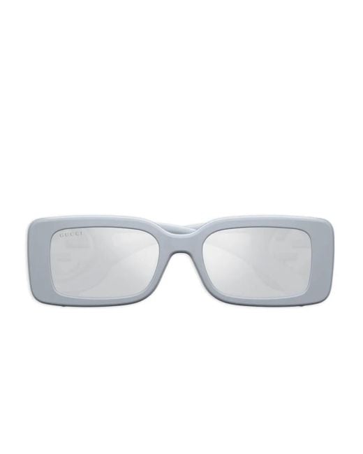 Gucci Gray Gg-Logo Rectangle-Frame Sunglasses