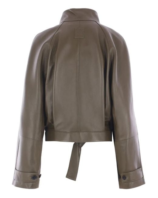 Loewe Gray Belted Leather Jacket