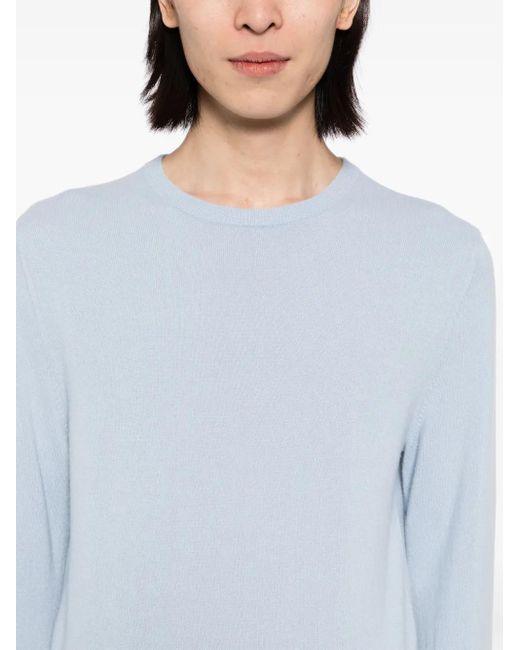 N.Peal Cashmere Blue Oxford Round Neck Jumper for men