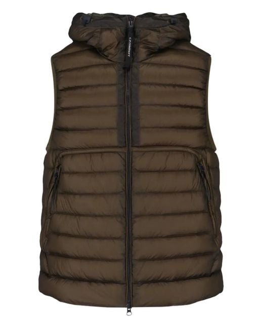 C P Company Green Goggle Hooded Down Gilet for men