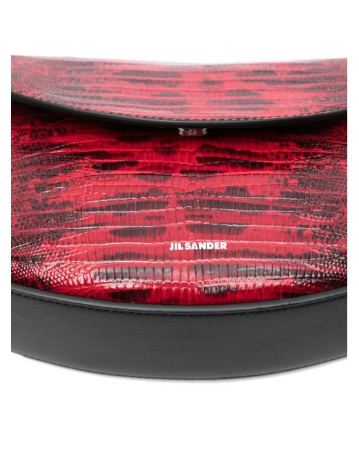 Jil Sander Red Snakeskin Crossbody Bag