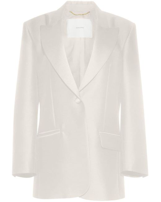 Adam Lippes White Wool-silk Radzimire Tux Jacket