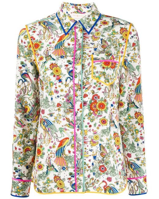 Tory Burch White Promised Land Floral Shirt
