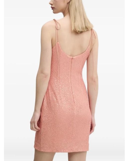 HUGO Pink Sequin Tie-Strap Mini Dress