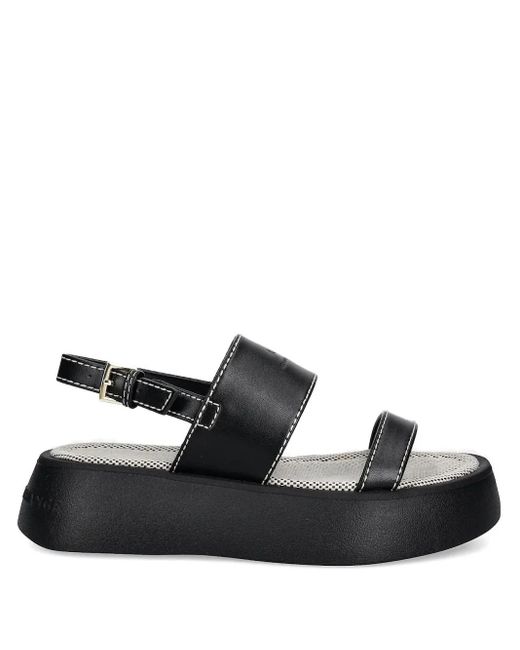 ARMANI EXCHANGE Black Double-Strap Platform Sandals