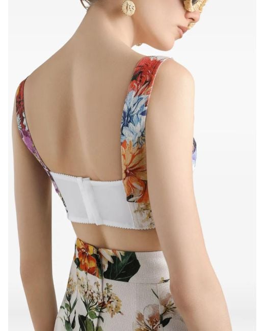 Dolce & Gabbana Pink Floral-Print Bralette Top