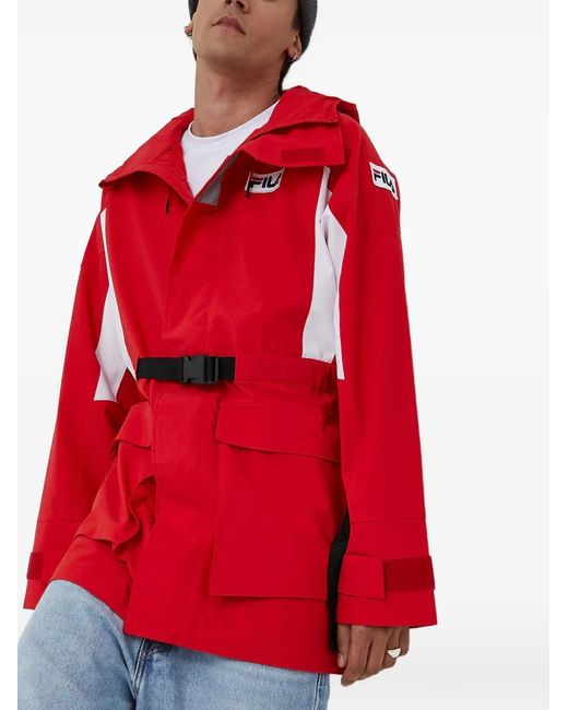 Fila Red Hooded Belted Jacket for men