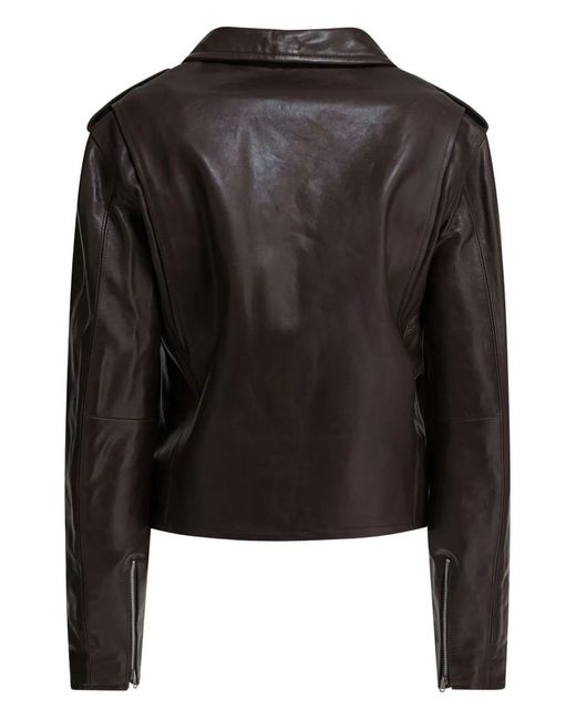 Auralee Black Leather Biker Jacket for men