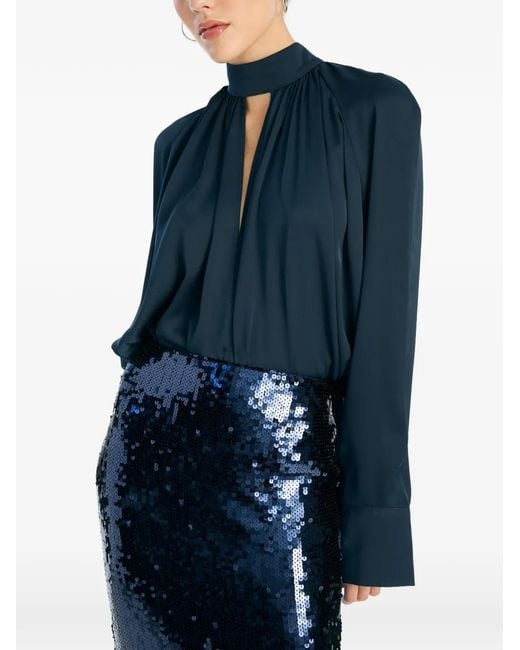 ROTATE BIRGER CHRISTENSEN Blue Bow Blouse